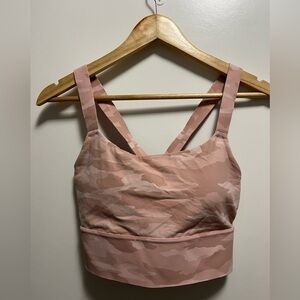 Athleta Warrior Longline sports bra in a pink camouflage Size Medium